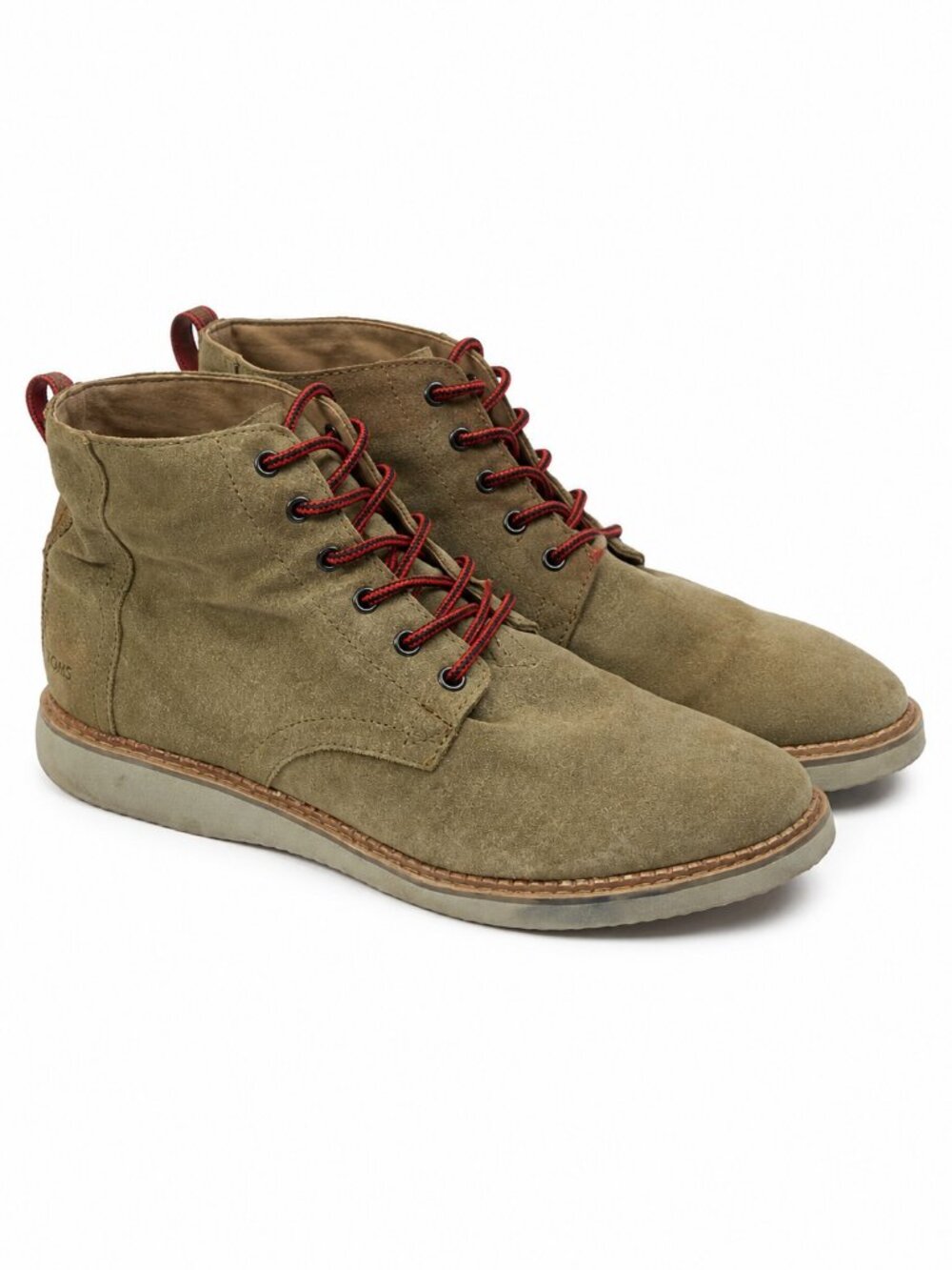 TOMS Suede Chukka Boots Olive Green Lace Up Size 12 Men EU 45